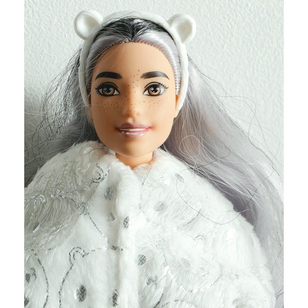 Barbie Cutie Reveal Snowflake Sparkle Polar Bear Doll Silver Hair Freckles